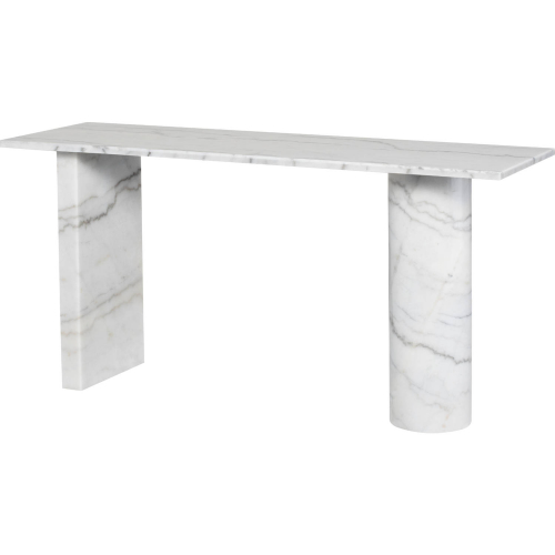 Stories Console Table in Polished White Marble